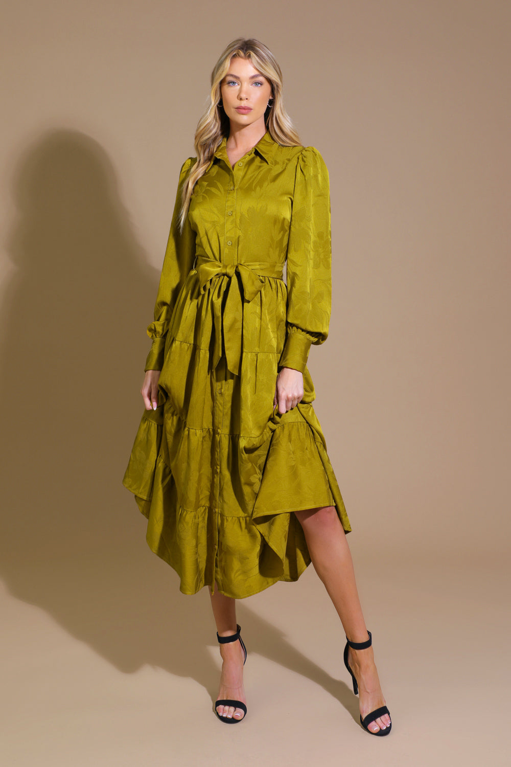 TOTAL APPEAL WOVEN JACQUARD MIDI DRESS Flying Tomato